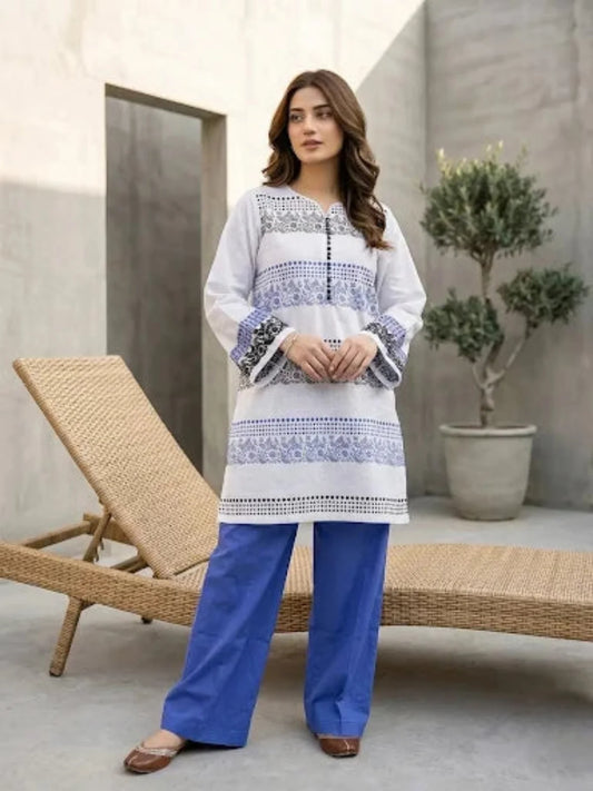 Arctic Frost Embroidered 2-Piece Cotton Lawn Set
