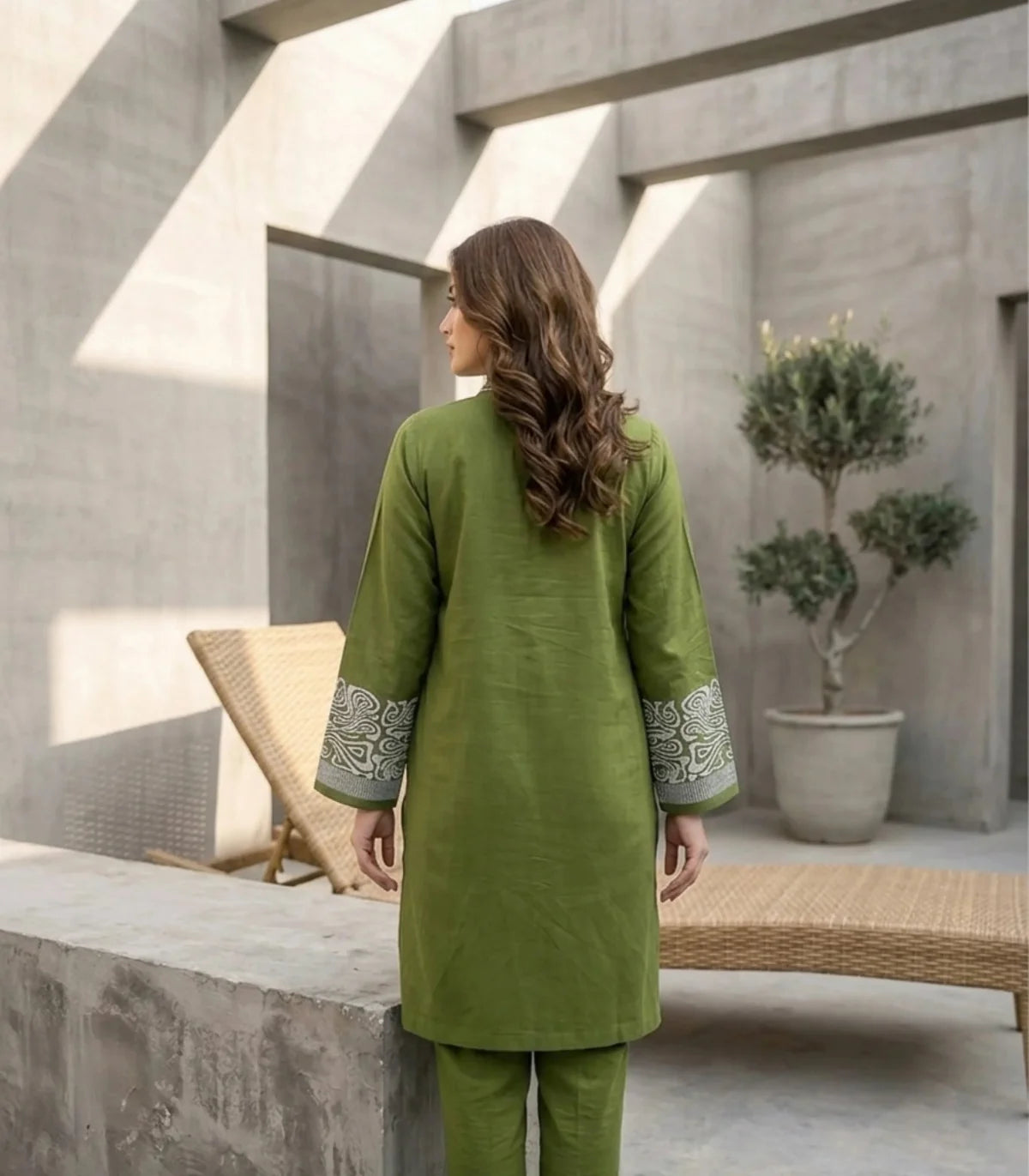 Olive Grove Embroidered 2-Piece Lawn Set