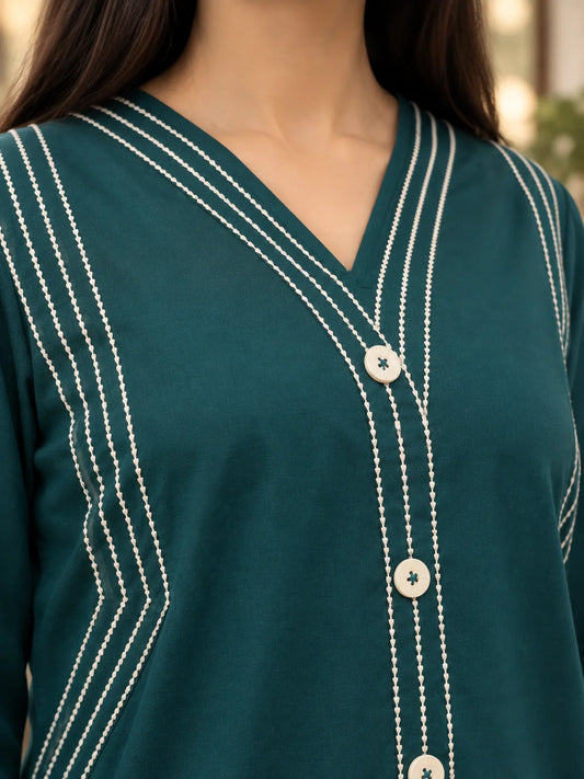 Deep Teal Horizon Embroidered 2-Piece Lawn Set