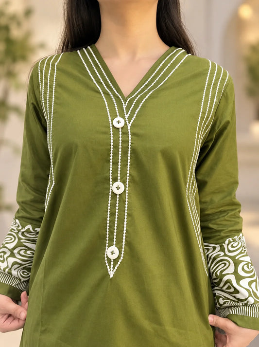 Olive Grove Embroidered 2-Piece Lawn Set