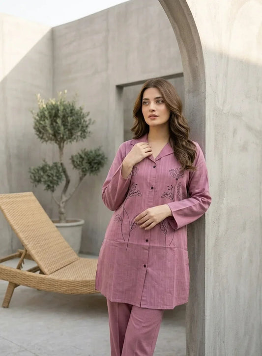Dusty Pink Embroidered Kurti (Pret)
