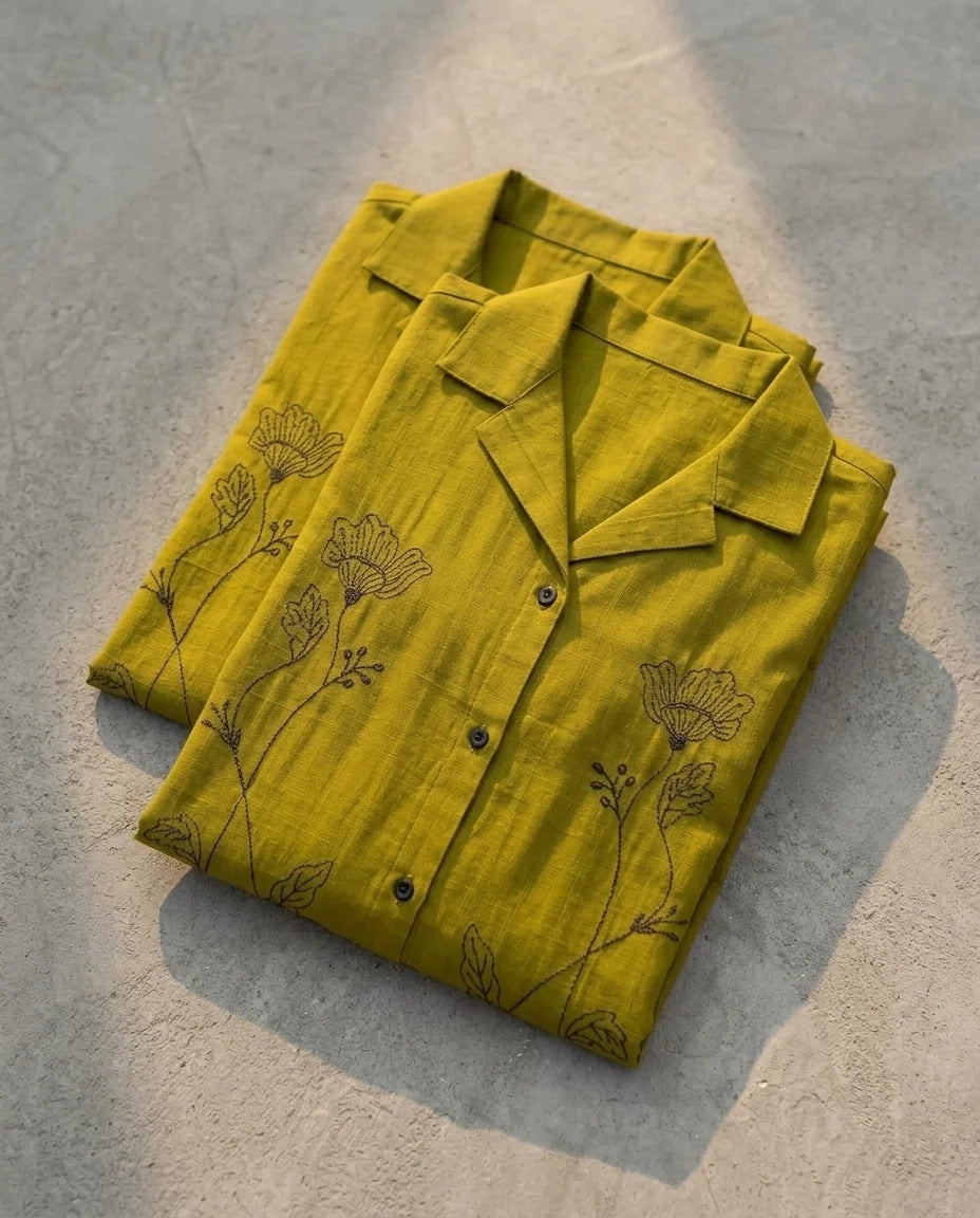 Olive Green Embroidered Top (Pret)