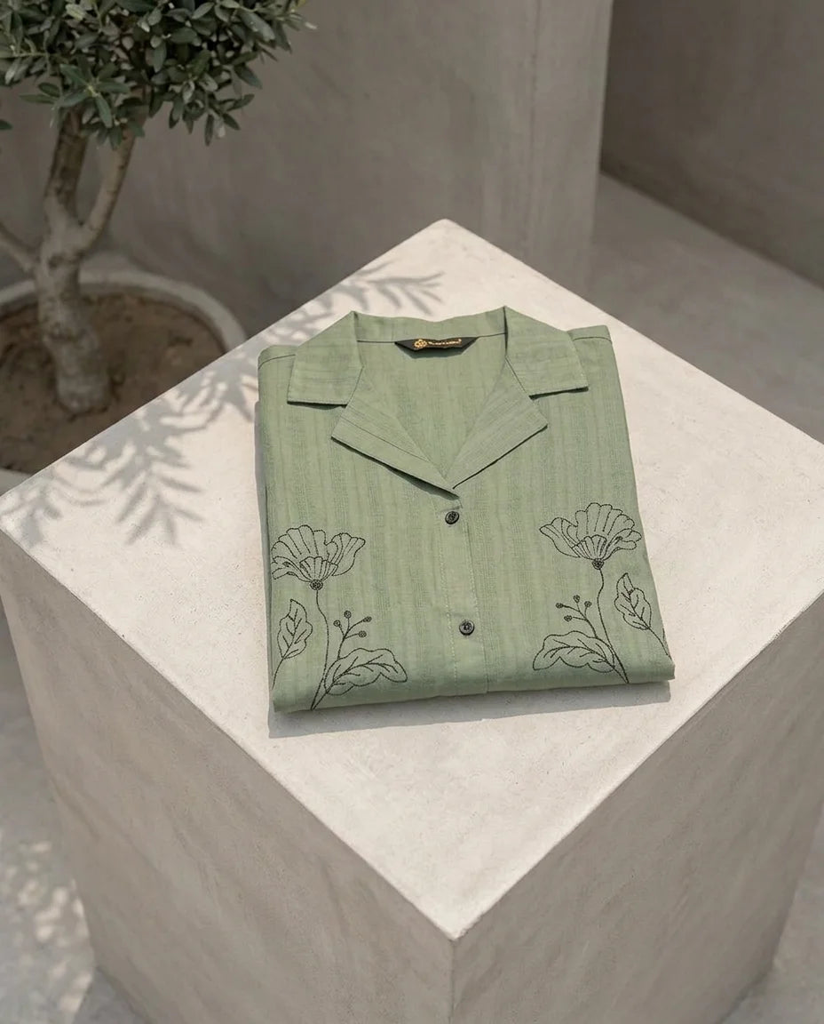 Sage Green Embroidered Kurti/Top (Pret)