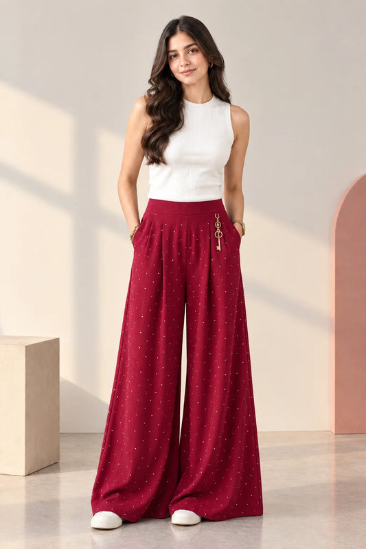 Maroon Wide Leg Pants