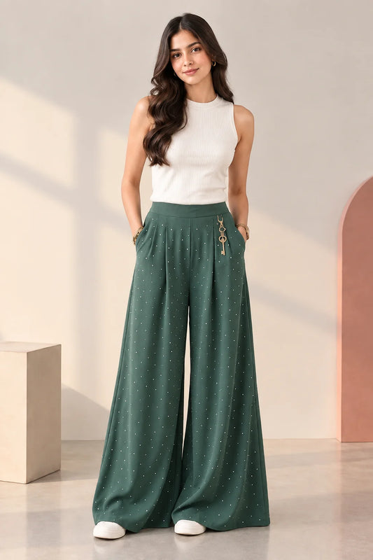Emerald Green Wide Leg Pants