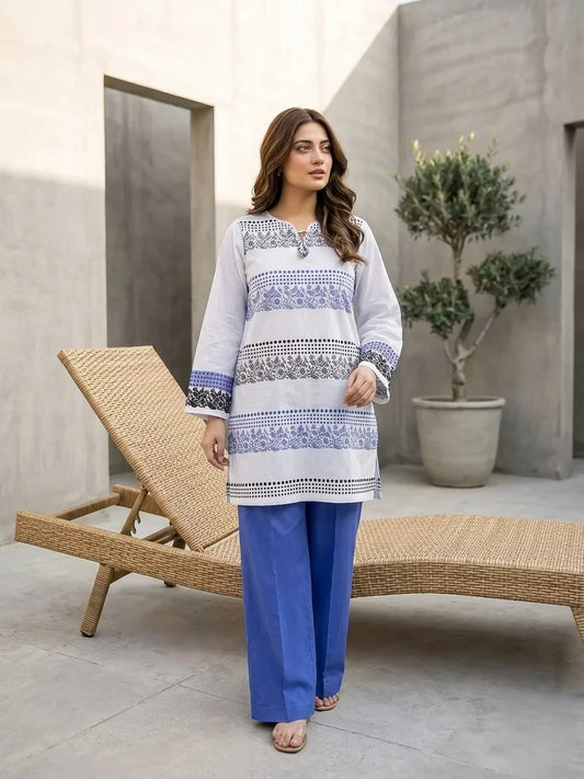 Arctic Frost Embroidered 2-Piece Cotton Lawn Set