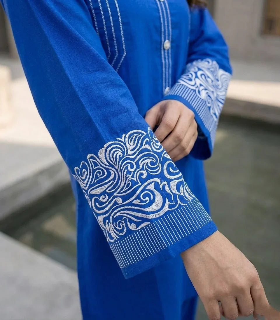Cobalt Horizon Embroidered 2-Piece Lawn Set