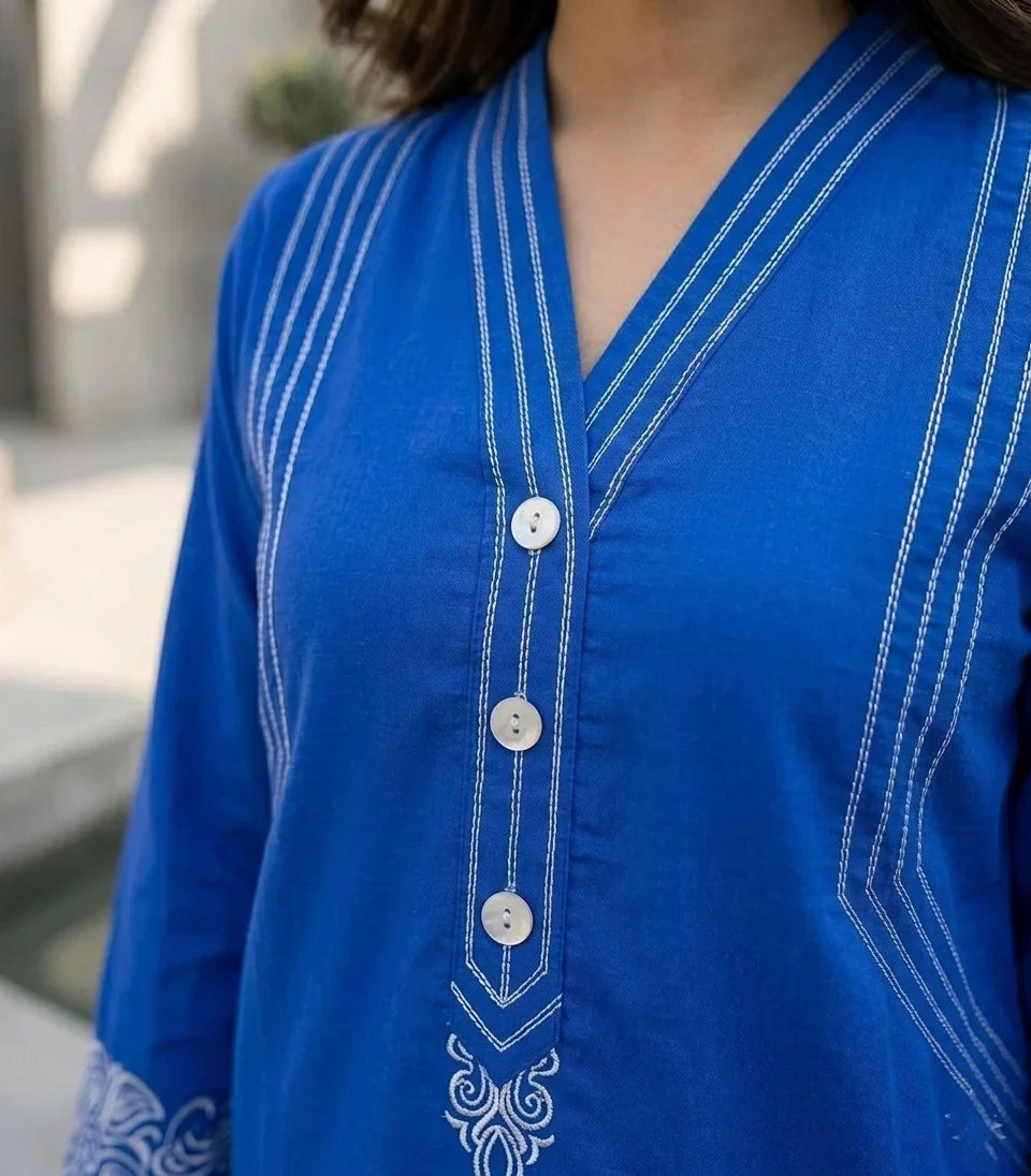 Cobalt Horizon Embroidered 2-Piece Lawn Set