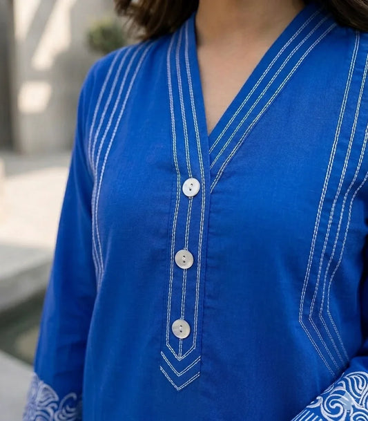 Cobalt Horizon Embroidered 2-Piece Lawn Set