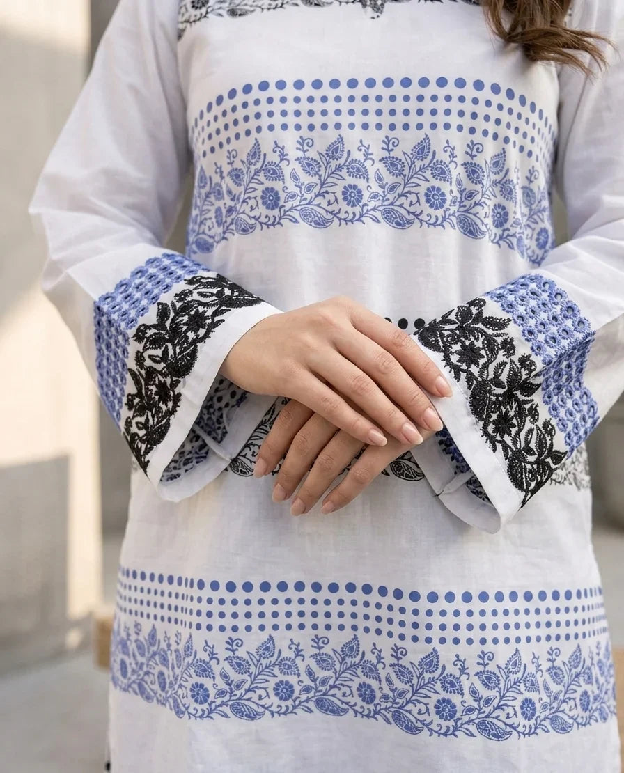 Arctic Frost Embroidered 2-Piece Cotton Lawn Set