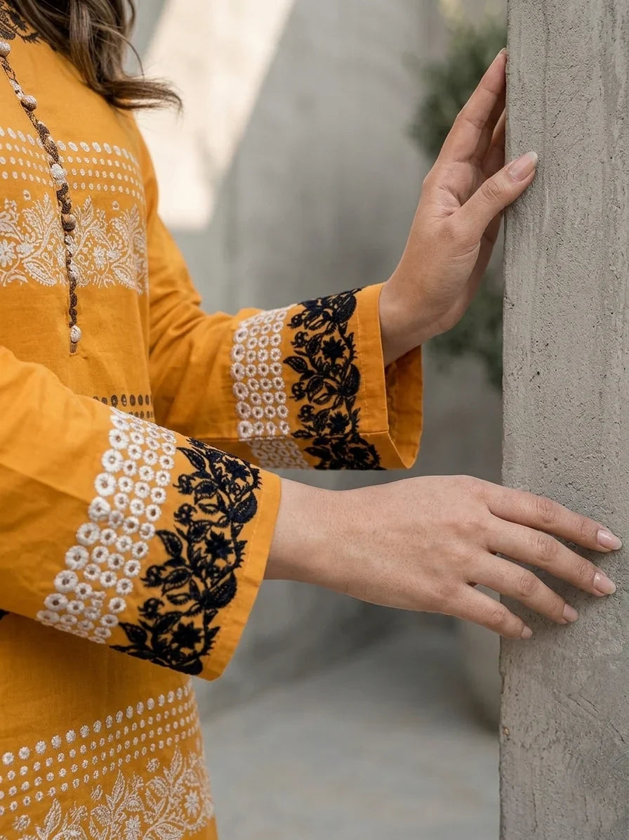 Mustard Amber Cotton Lawn Kurti