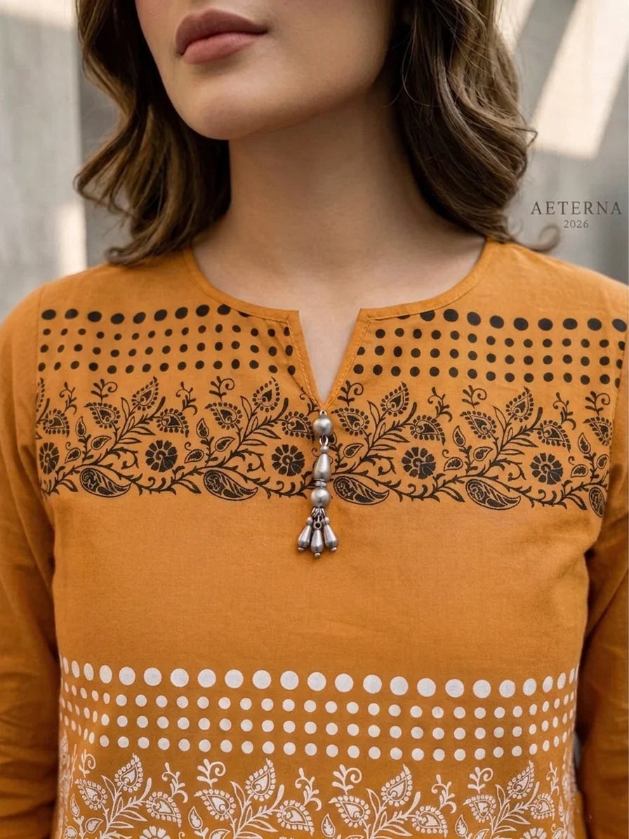 Mustard Amber Cotton Lawn Kurti