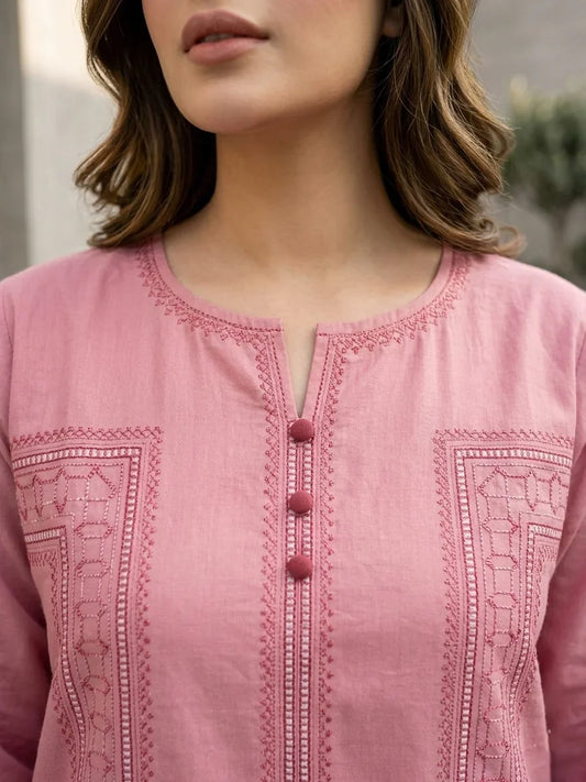 Rosewood Elegance Embroidered Kurti