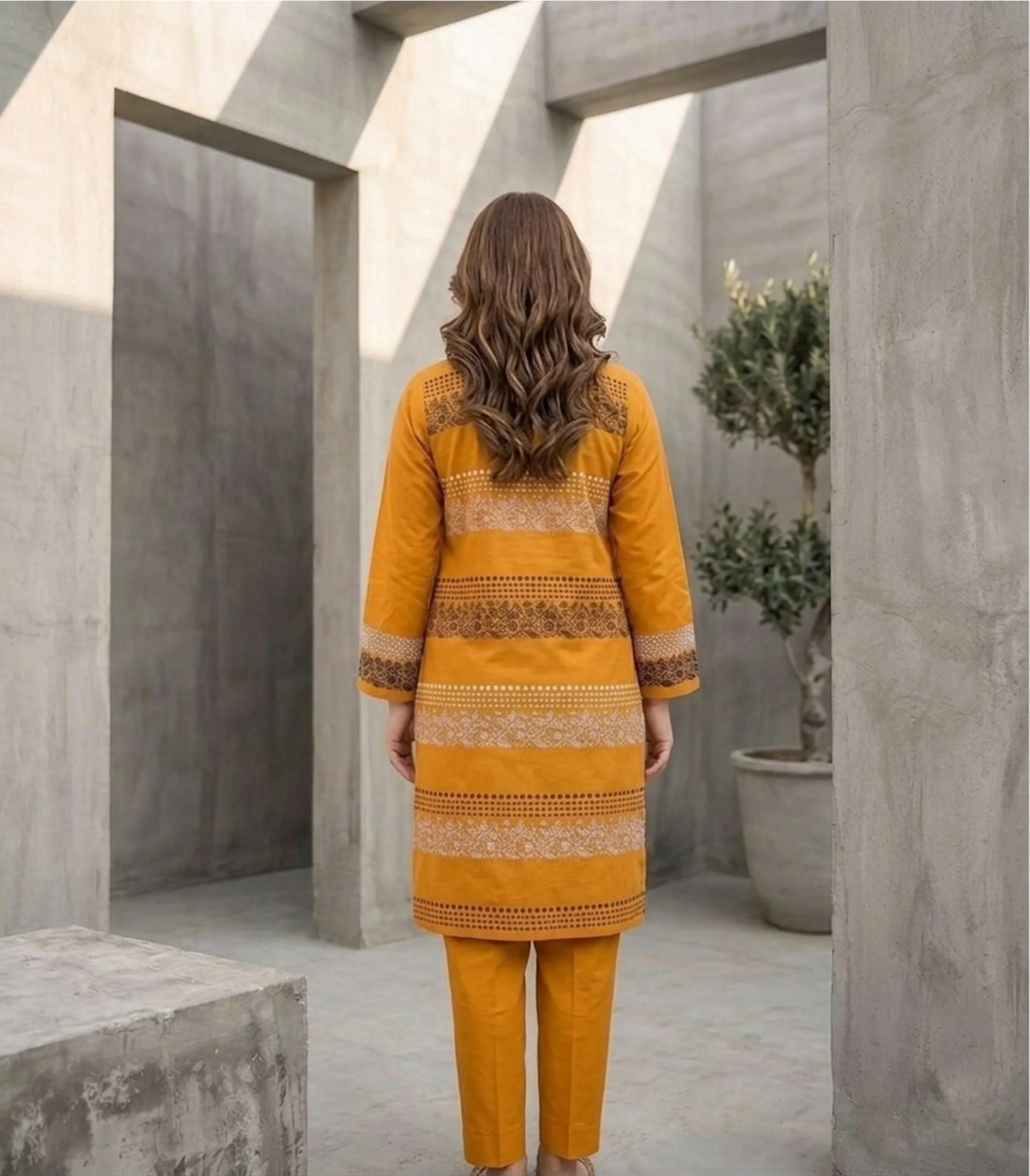 Mustard Amber Cotton Lawn Kurti