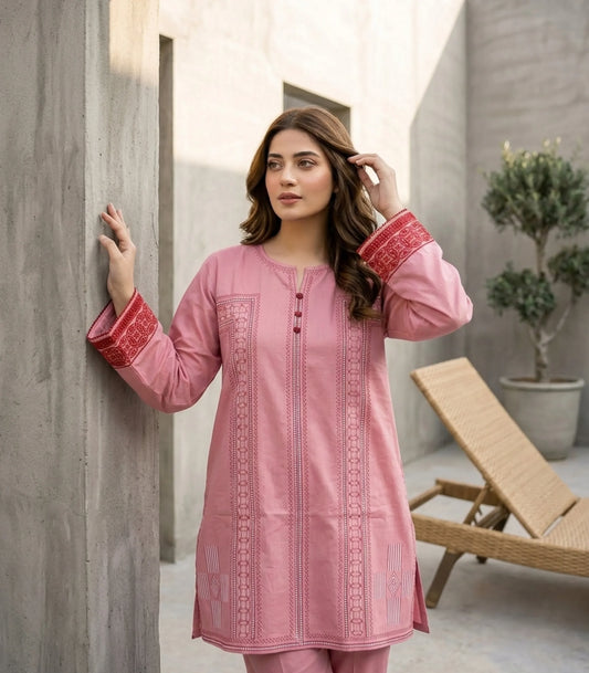 Rosewood Elegance Embroidered Kurti