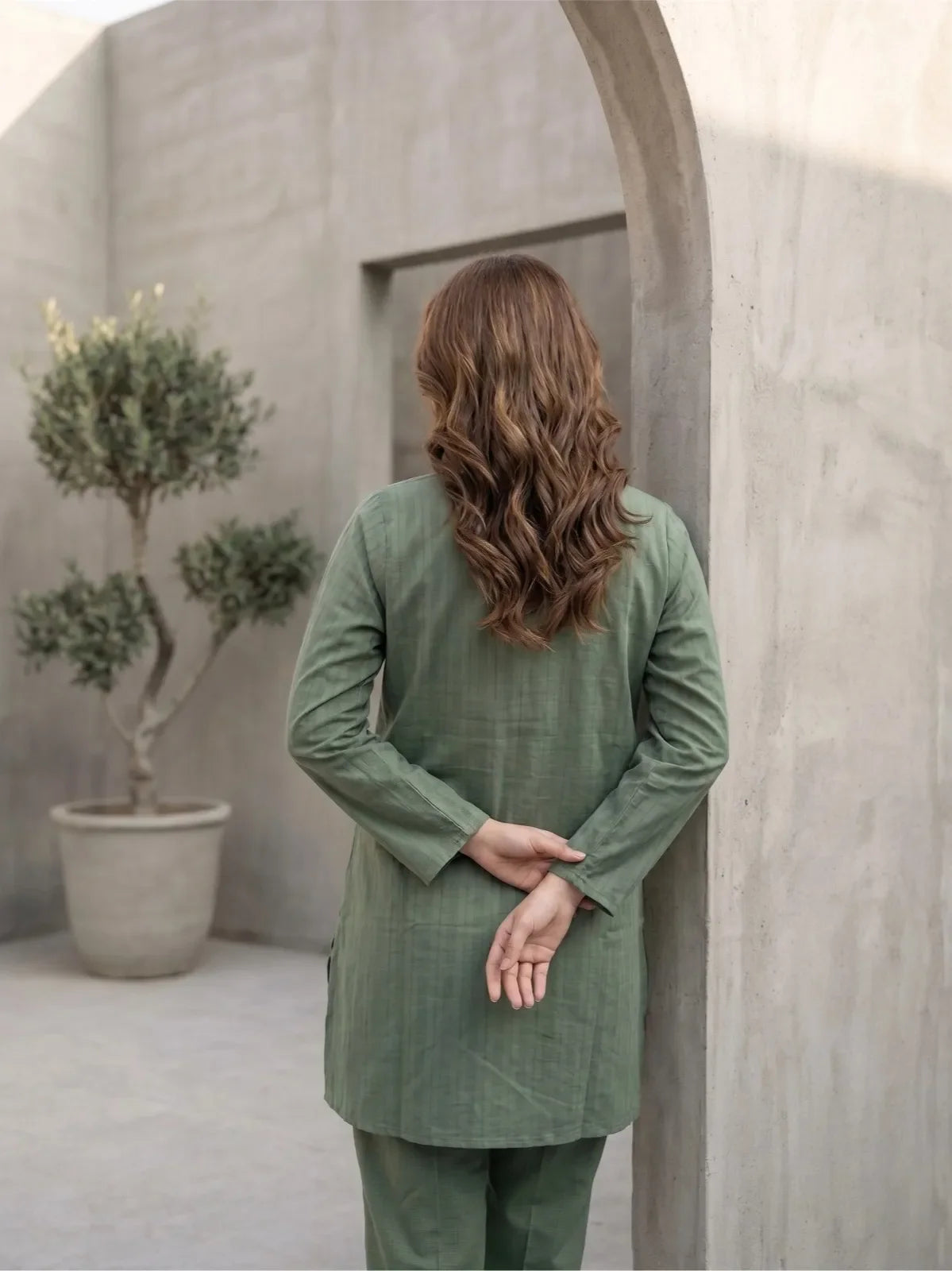 Sage Green Embroidered Kurti/Top (Pret)