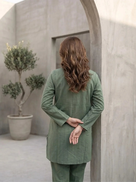 Sage Green Embroidered Kurti/Top (Pret)