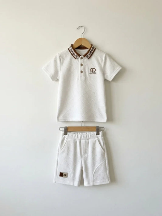 White Executive Polo & Shorts Set | Premium Boys Wear