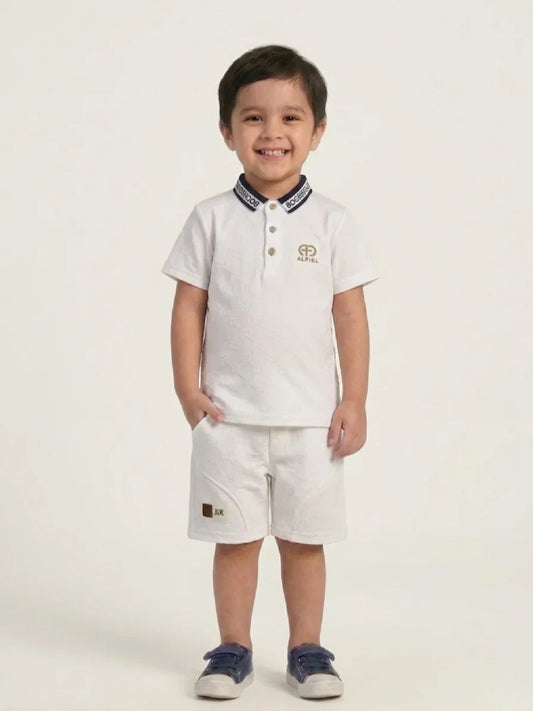 White Executive Polo & Shorts Set | Premium Boys Wear