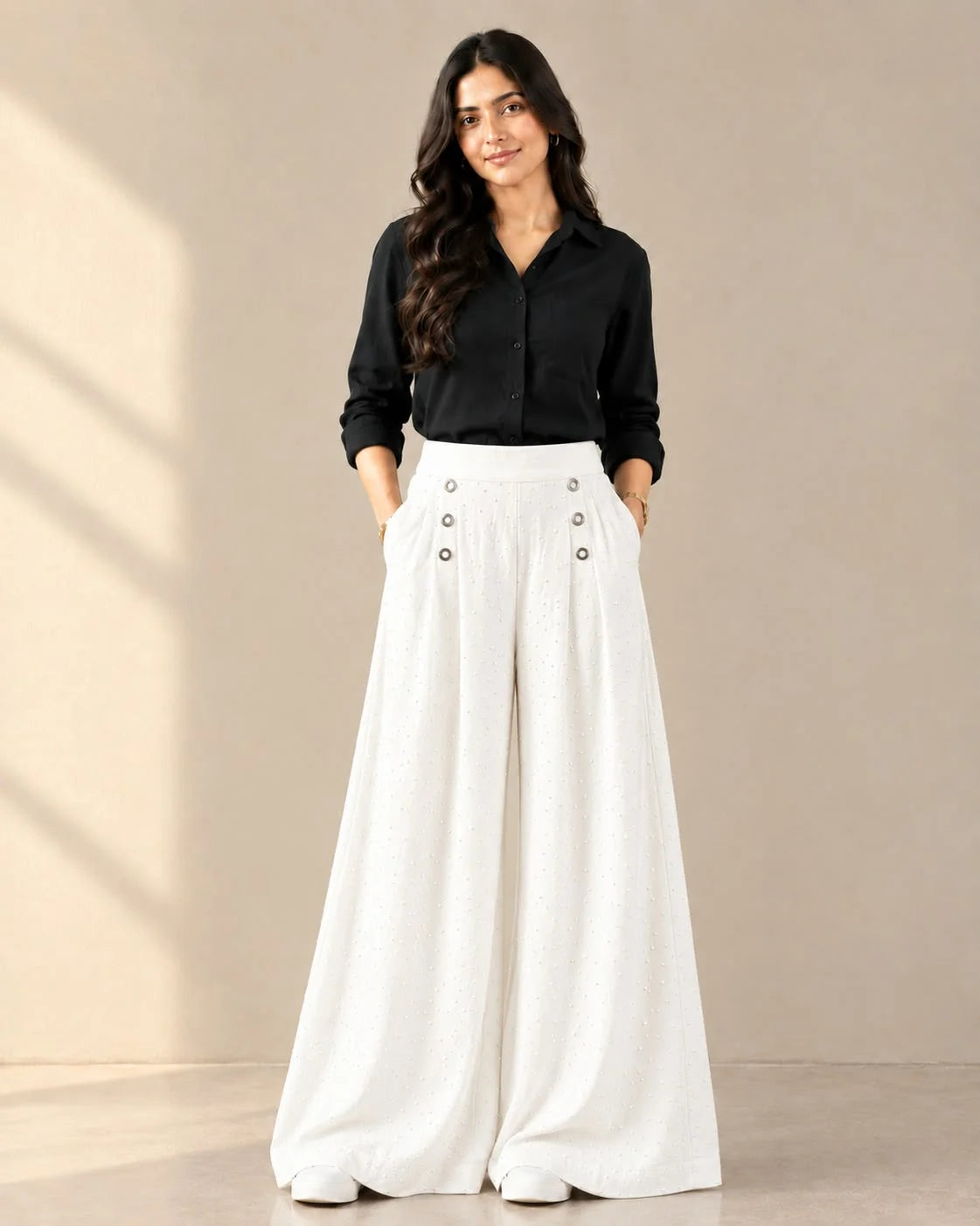 White Wide Leg Palazzo Pant