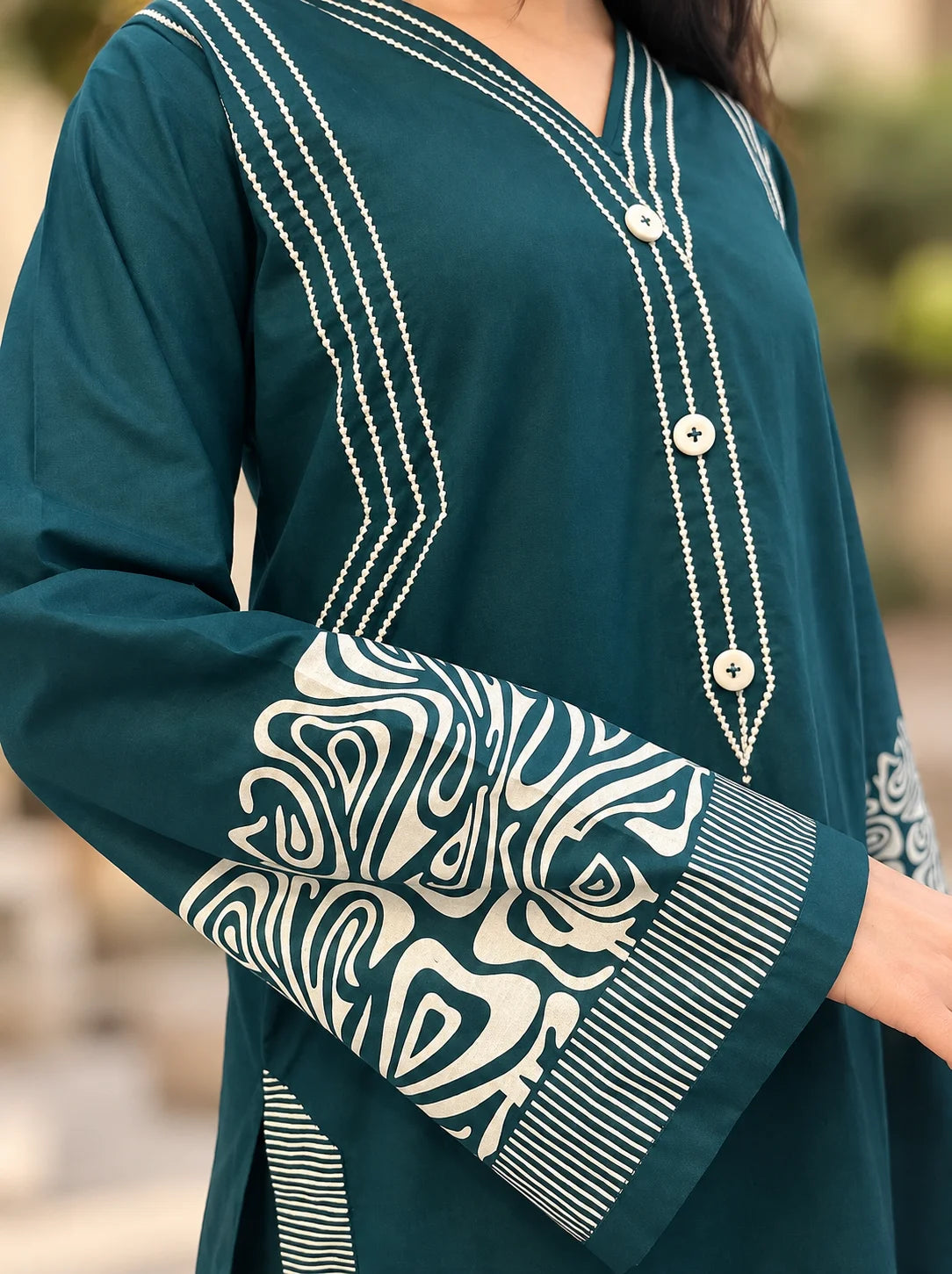 Deep Teal Horizon Embroidered 2-Piece Lawn Set