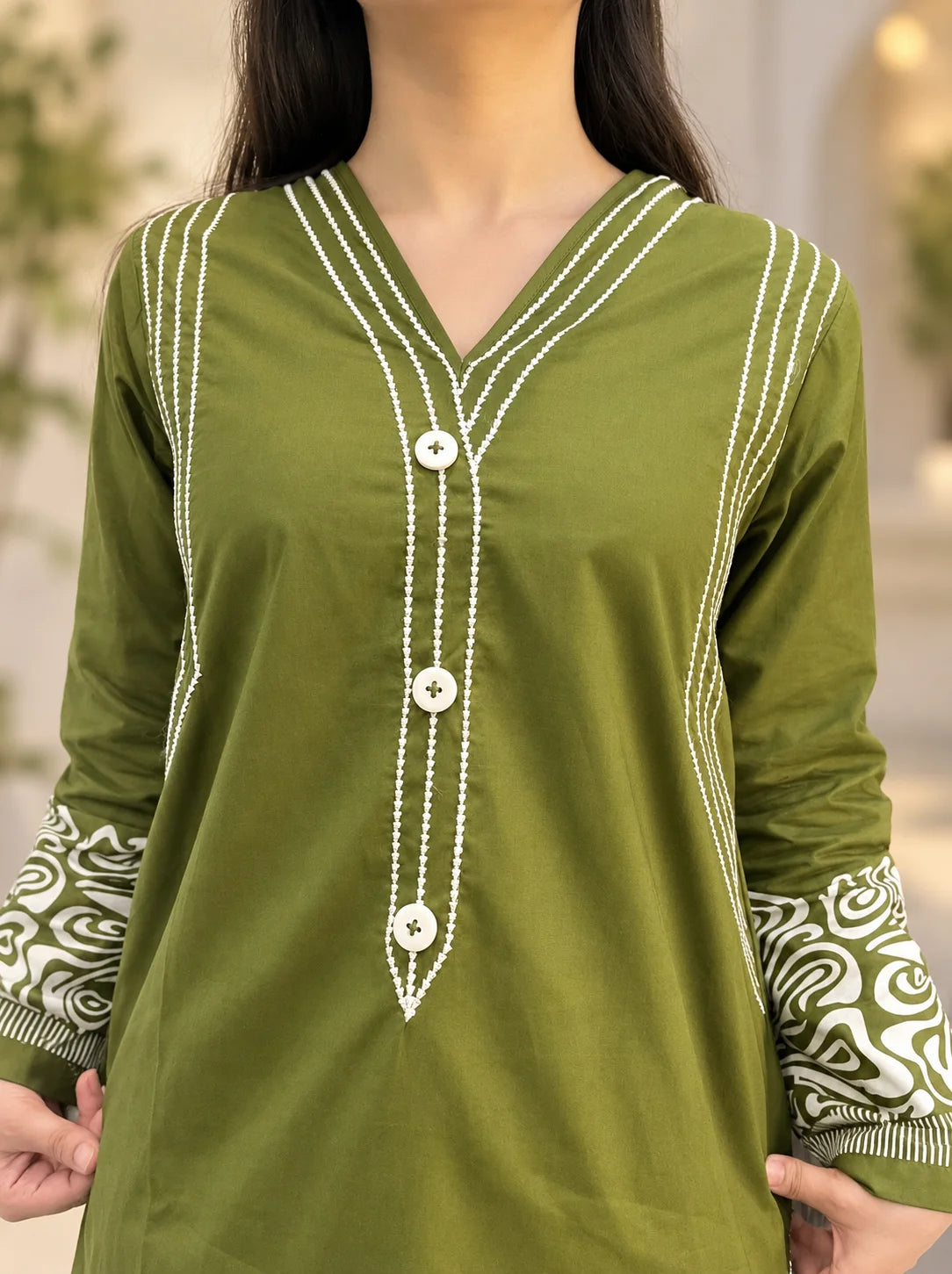 Olive Grove Embroidered 2-Piece Lawn Set